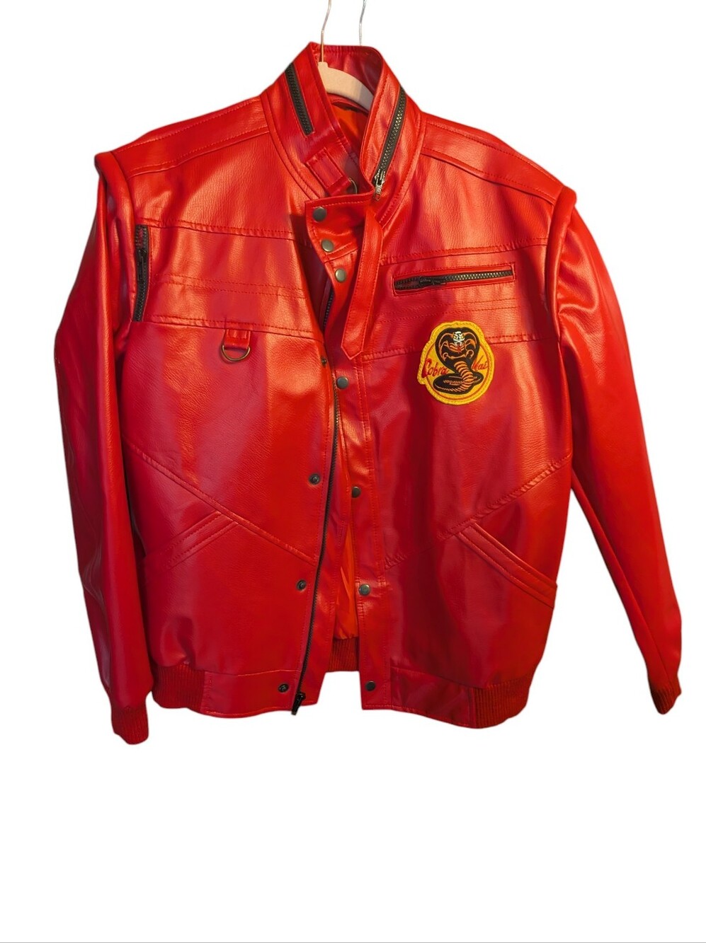 Mens Cobra Kai Johnny Red Retro Leather Jacket